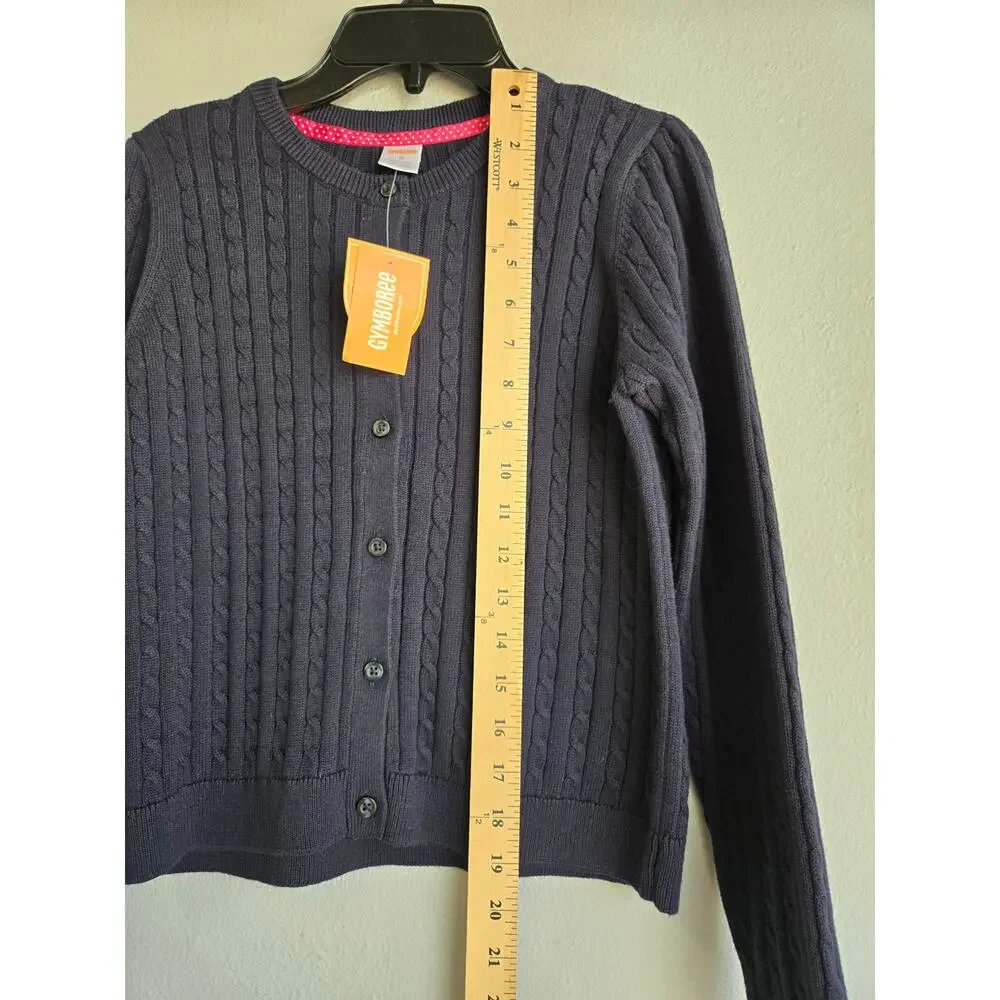 Gymboree Girls Size 12 Navy Blue‎ Cable Knit Button Front Cardigan Sweater NWT